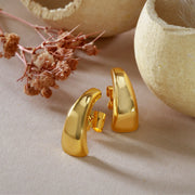 Aesthetic Chunky Gold C-Hoop Earrings Gift Idea for Her - Minimalist Jewellery